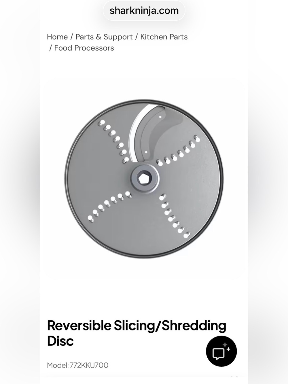 SharkNinja Reversible Slicing & Shredding Disc - Gray NWT
